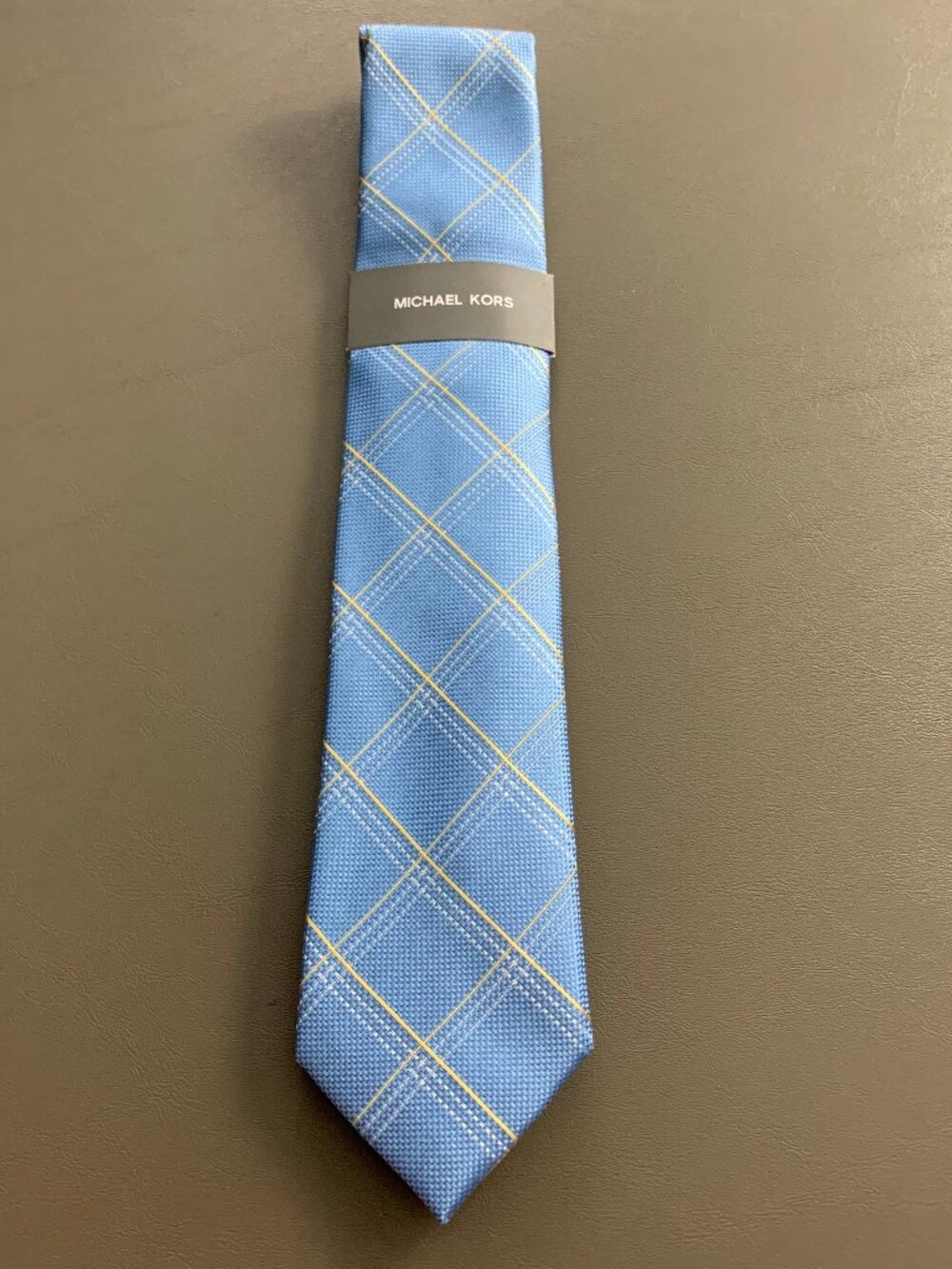 Michael Kors Men's 3.25'' Silk Blend Check Neck Tie, Blue Multi, One Size, NWT